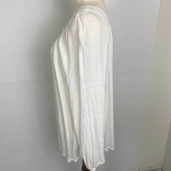 Witchery Size 10 Women's Top Blouse White Relaxed Long Sleeve - Picture 9 of 11